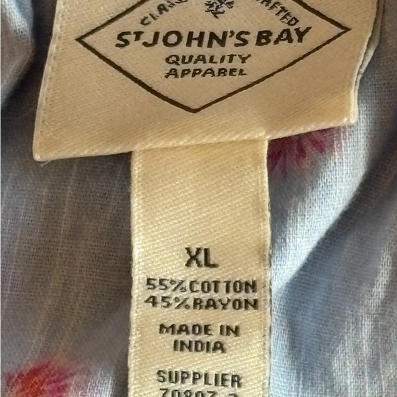 St. John's Bay Cream Puff Sleeve Blouse with Tie Front - Picture 3 of 3